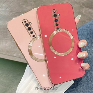 Oppo reno 2f reno 2z reno 2 Ốp điện thoại TPU silicon mạ điện với vỏ mềm hút từ tính đơn giản và ống kính chống rơi