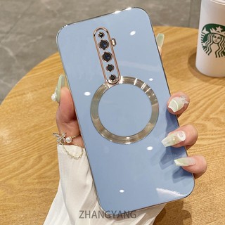 Oppo reno 2f reno 2z reno 2 Ốp điện thoại TPU silicon mạ điện với vỏ mềm hút từ tính đơn giản và ống kính chống rơi