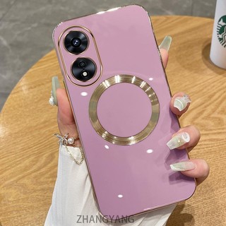 Ốp điện thoại TPU silicon mạ điện oppo reno 8t 4G reno 8t 5G với vỏ mềm hút từ tính đơn giản và ống kính chống rơi