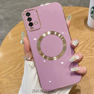 Ốp lưng Redmi 9T Vỏ điện thoại TPU silicon mạ điện với vỏ mềm hút từ tính đơn giản và ống kính chống rơi
