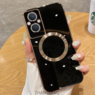 Ốp điện thoại OPPO reno 7z 5G Vỏ điện thoại TPU silicon mạ điện với vỏ mềm hút từ tính đơn giản và ống kính chống rơi