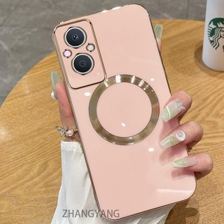 Ốp điện thoại OPPO reno 7z 5G Vỏ điện thoại TPU silicon mạ điện với vỏ mềm hút từ tính đơn giản và ống kính chống rơi