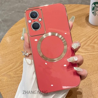 Ốp điện thoại OPPO reno 7z 5G Vỏ điện thoại TPU silicon mạ điện với vỏ mềm hút từ tính đơn giản và ống kính chống rơi