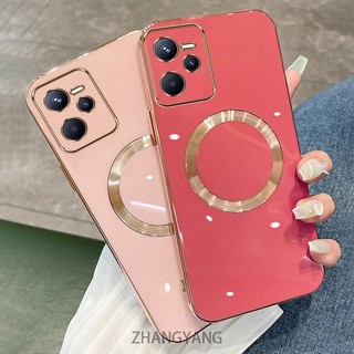 Ốp lưng Realme C35 Vỏ điện thoại TPU silicon mạ điện với vỏ mềm hút từ tính đơn giản và ống kính chống rơi
