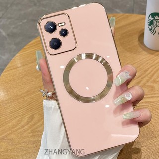 Ốp lưng Realme C35 Vỏ điện thoại TPU silicon mạ điện với vỏ mềm hút từ tính đơn giản và ống kính chống rơi