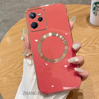 Ốp lưng Realme C35 Vỏ điện thoại TPU silicon mạ điện với vỏ mềm hút từ tính đơn giản và ống kính chống rơi