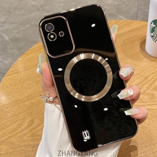 Ốp lưng Realme Narzo 50i Vỏ điện thoại TPU silicon mạ điện với vỏ mềm hút từ tính đơn giản và ống kính chống rơi