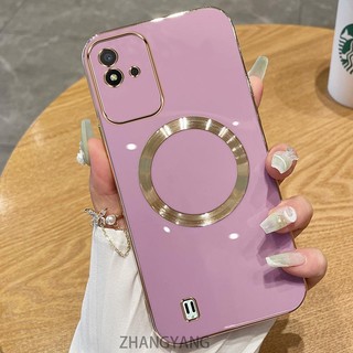 Ốp lưng Realme Narzo 50i Vỏ điện thoại TPU silicon mạ điện với vỏ mềm hút từ tính đơn giản và ống kính chống rơi