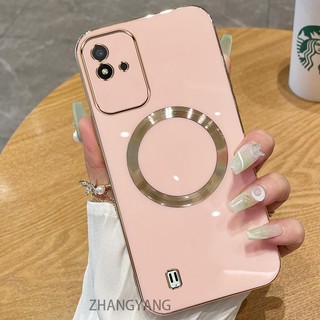 Ốp lưng Realme Narzo 50i Vỏ điện thoại TPU silicon mạ điện với vỏ mềm hút từ tính đơn giản và ống kính chống rơi