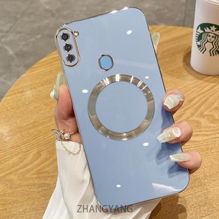 Ốp lưng Samsung A11 M11 M30S Vỏ điện thoại TPU silicon mạ điện với vỏ mềm hút từ tính đơn giản và ống kính chống rơi