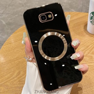 Ốp điện thoại TPU silicon mạ điện cho Samsung J7 PRIME J4 Plus J4 PRIME J5 PRIME với vỏ mềm hút từ tính đơn giản và ống kính chống rơi