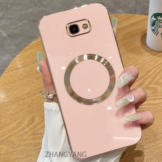 Ốp điện thoại TPU silicon mạ điện cho Samsung J7 PRIME J4 Plus J4 PRIME J5 PRIME với vỏ mềm hút từ tính đơn giản và ống kính chống rơi