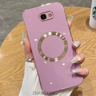 Ốp điện thoại TPU silicon mạ điện cho Samsung J7 PRIME J4 Plus J4 PRIME J5 PRIME với vỏ mềm hút từ tính đơn giản và ống kính chống rơi