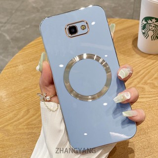 Ốp điện thoại TPU silicon mạ điện cho Samsung J7 PRIME J4 Plus J4 PRIME J5 PRIME với vỏ mềm hút từ tính đơn giản và ống kính chống rơi