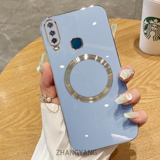 Ốp lưng vivo Y11 Y12 Y15 Y17 Y19 Vỏ điện thoại TPU silicon mạ điện với vỏ mềm hút từ tính đơn giản và ống kính chống rơi