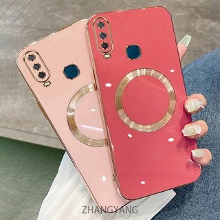 Ốp lưng vivo Y11 Y12 Y15 Y17 Y19 Vỏ điện thoại TPU silicon mạ điện với vỏ mềm hút từ tính đơn giản và ống kính chống rơi
