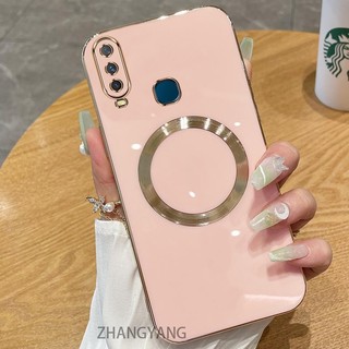 Ốp lưng vivo Y11 Y12 Y15 Y17 Y19 Vỏ điện thoại TPU silicon mạ điện với vỏ mềm hút từ tính đơn giản và ống kính chống rơi