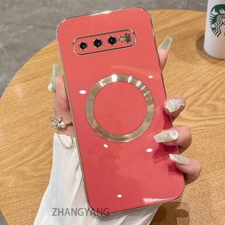Ốp lưng Samsung S10 Plus S10 Vỏ điện thoại TPU silicon mạ điện với vỏ mềm hút từ tính đơn giản và ống kính chống rơi