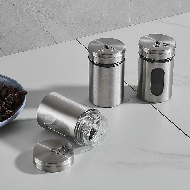 Lọ Đựng Gia Vị / Lọ Rắc Tiêu , Muối Inox - Hủ Đựng Tăm Bằng Kính Bọc ...