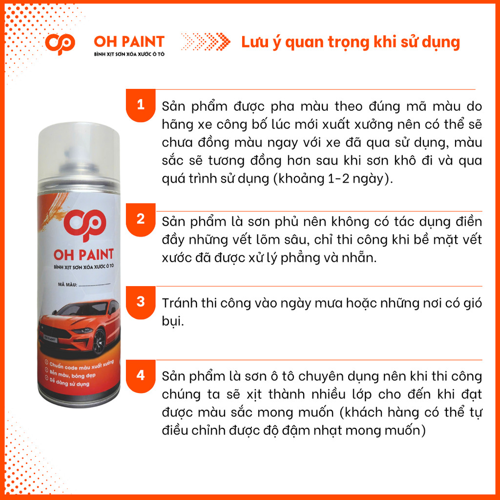 Sơn Xịt Xóa Vết Xước OH PAINT dùng cho xe MITSUBISHI XPANDER Màu