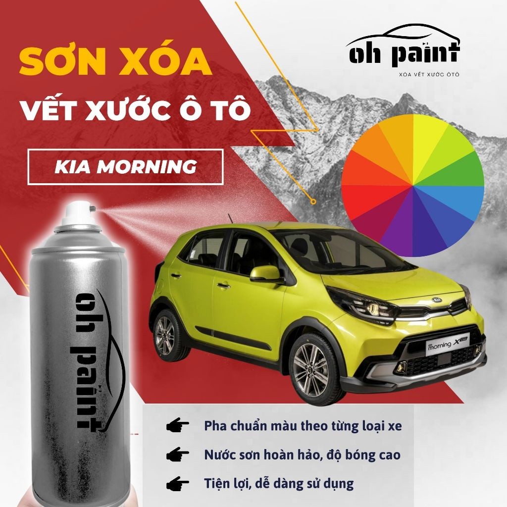 KIA MORNING] Sơn xóa vết xước ô tô CHUẨN CODE MÀU XUẤT XƯỞNG, đủ