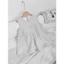 Set linen xám áo dáng baby doll xếp li xoè sát nách + quần suông lưng thun có túi