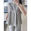 Set linen xám áo dáng baby doll xếp li xoè sát nách + quần suông lưng thun có túi