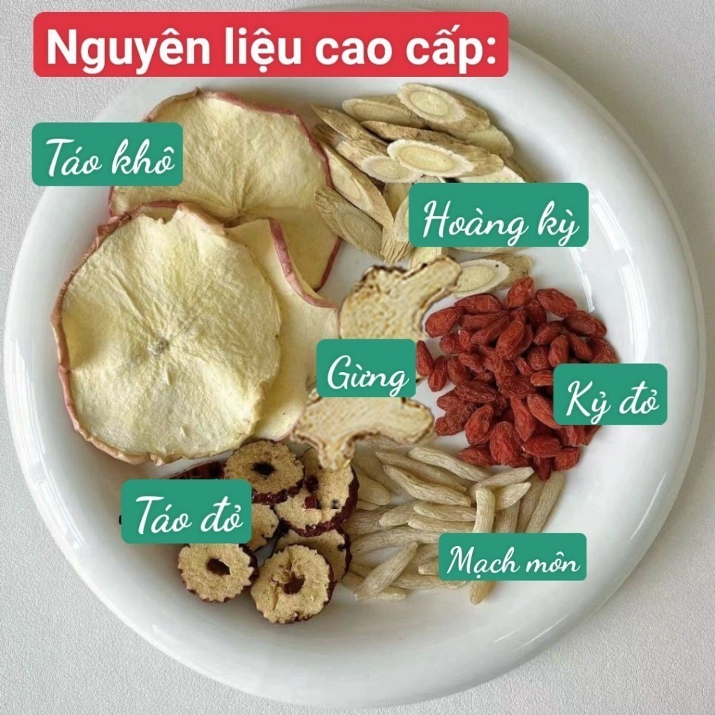 Trà Táo Hoàng Kỳ điều khí, bổ sung khí cho người thường xuyên thức khuya, da vàng, kém sắc