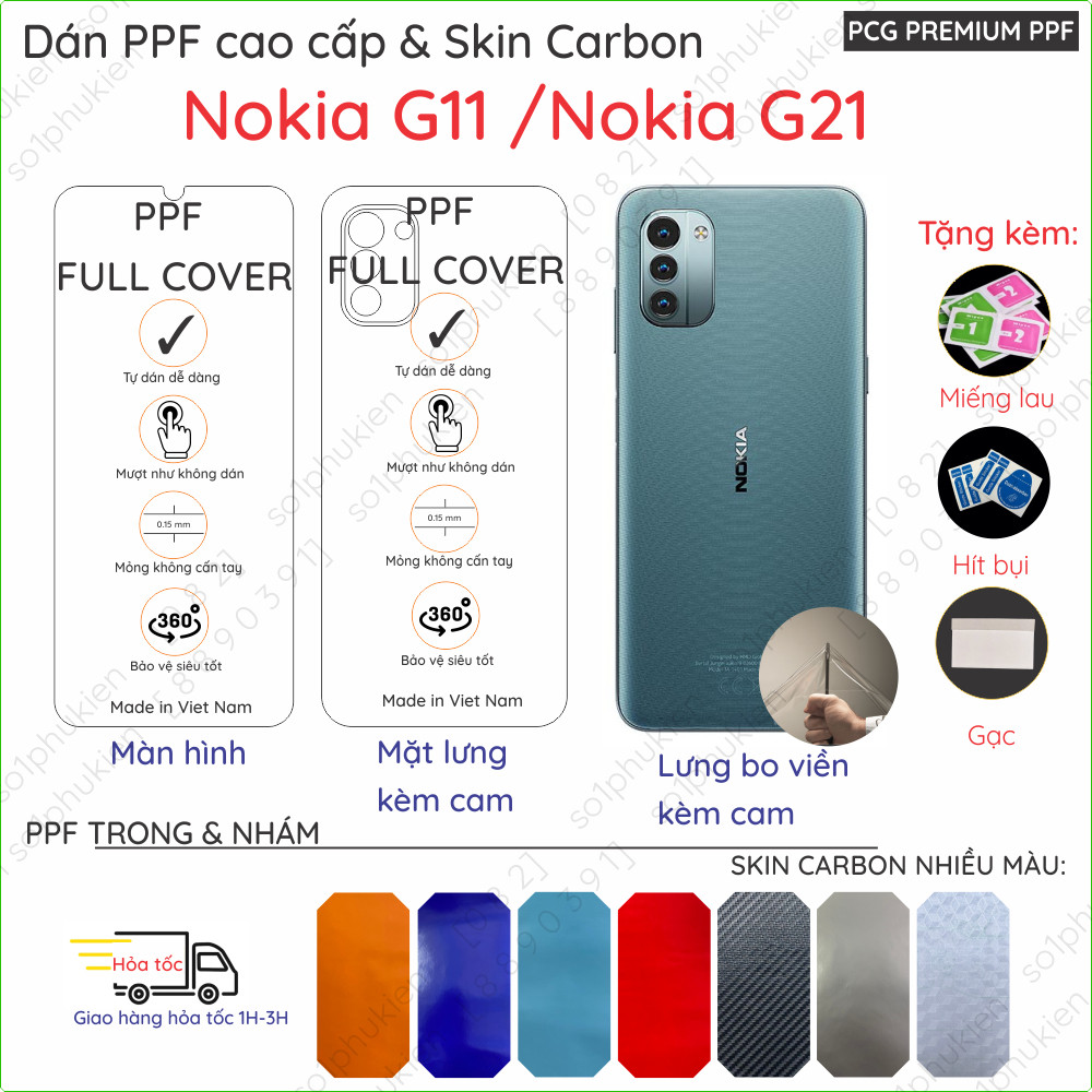 Dán PPF & Vân Carbon Nokia G11 / Nokia G21/ Nokia G42 cho màn hình,mặt ...