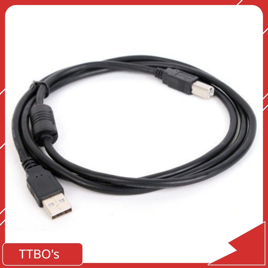 Dây cáp máy in cổng USB 2.0 đen dài 1.5M kết nối máy in với máy tính PC laptop chống nhiễu tốt