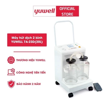 Máy Hút Dịch 2 Bình Công Suất Lớn YUWELL 7A-23D(20L) - Nhập Khẩu Chính Hãng - Bảo Hành 1 Năm