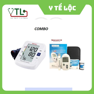 ( Quà tặng sức khỏe ) Combo máy đo huyết áp Sinoheart và máy đường Sinocare ( kèm 25que kim)
