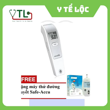 Nhiệt kế hồng ngoại đo trán Microlife Fr1mf1 - đo 1s - Tặng kèm máy thử đường huyết Safe-Accu