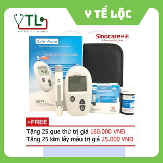 Máy Đo Đường Huyết Sinocare Safe Accu (25 Que Và 25 Kim) chọn đơn vị mmol/L hoặc mg/dL