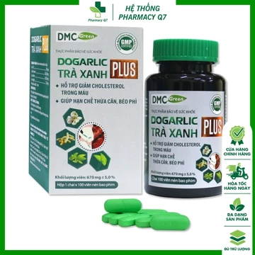 VIÊN TỎI NGHỆ DOGARLIC TRÀ XANH PLUS dogalic DMC Viên Uống Giảm Cân, Giảm Mỡ Máu Dogarlic Trà Xanh Plus - Lọ 100 Viên