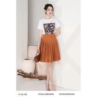 Chân váy cam đất dập ly thiết kế Elise FS2401210BKWOOR