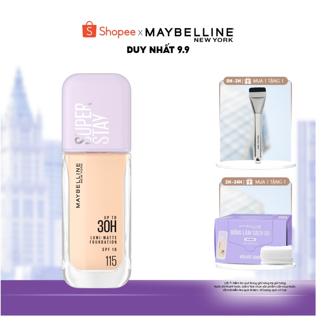 Kem nền bắt sáng Superstay Lumi Matte 30H che phủ siêu nhẹ mặt Maybelline New York 35ml [MỚI]
