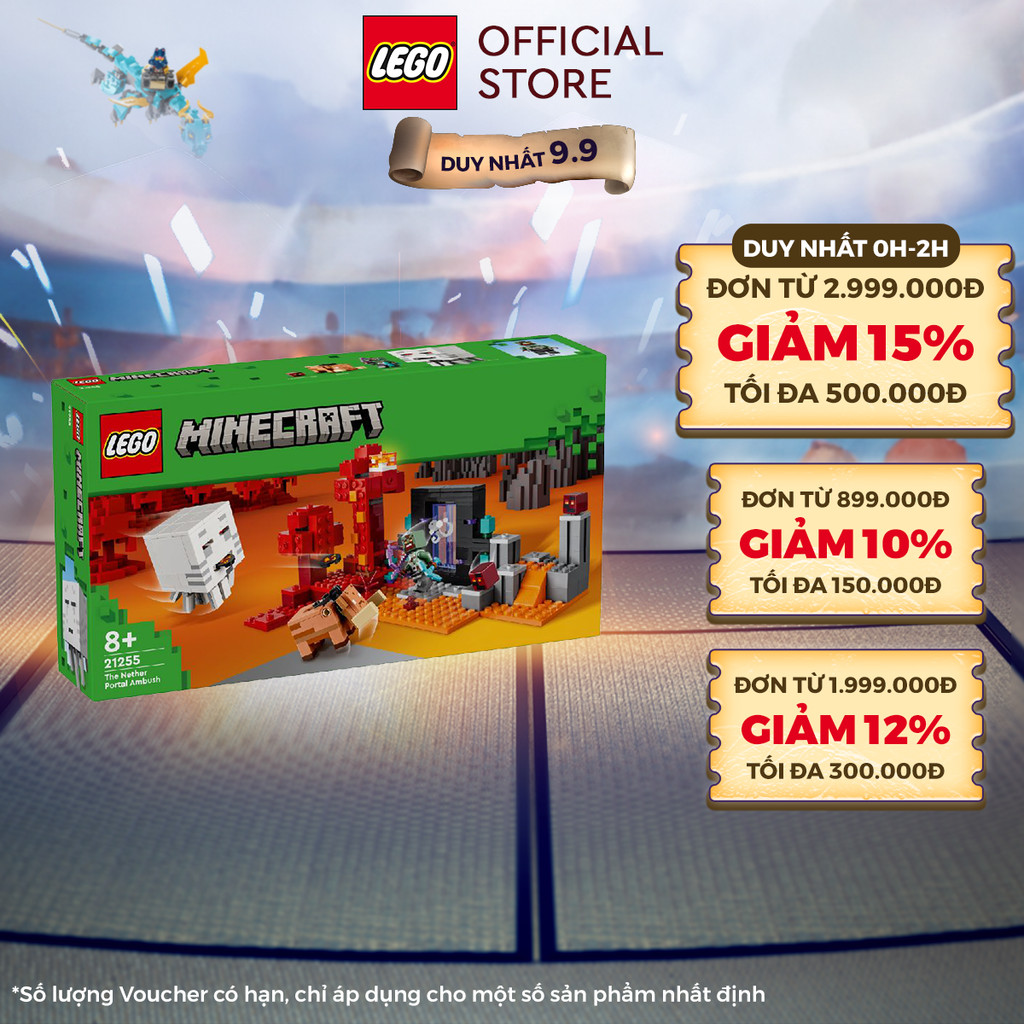 LEGO MINECRAFT 21255 Đồ chơi lắp ráp Cuộc phục kích cổng địa ngục ...