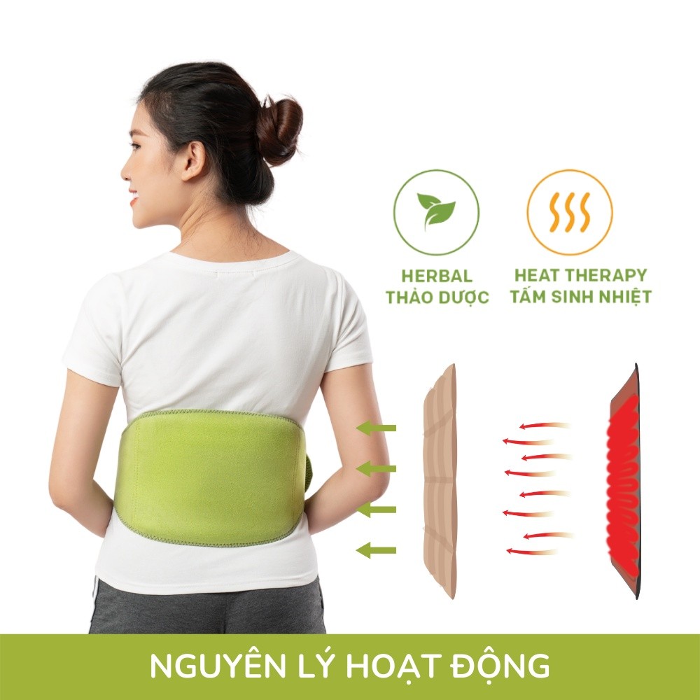 Ảnh Đai Chườm Nóng Thảo Mộc Hapaku Giảm Đau Lưng Bụng, Massage Bụng Kinh, Thoát Vị Đĩa Đệm,Giảm Nhức Mỏi 3
