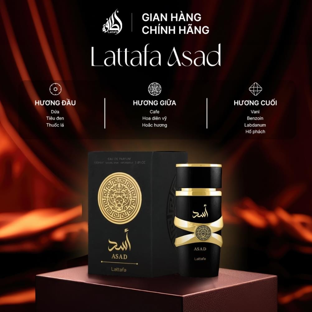 Nước hoa nam Lattafa Asad EDP hương thơm nam tính mạnh mẽ thu hút mọi ánh nhìn 100ml