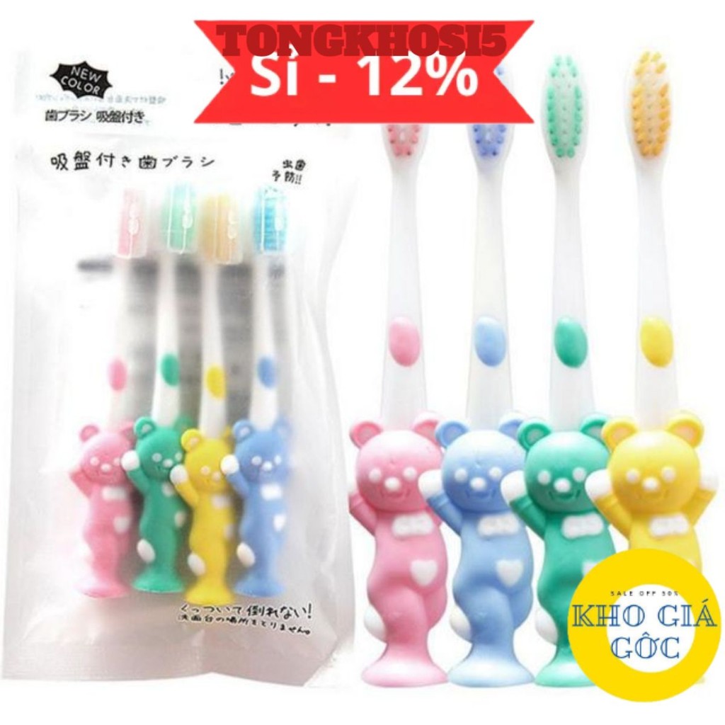 [COMBO 10] Set 4 Bàn Chải Xuất Nhật Cho Bé, Bàn Chải Đánh Răng Trẻ Em Hình Ngộ Nghĩnh (thỏ, gấu)