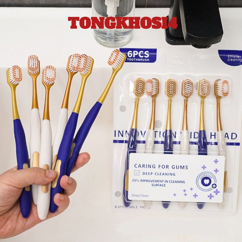 Combo 6 bàn chải đánh răng lông mềm vệ sinh siêu sạch nội địa Trung