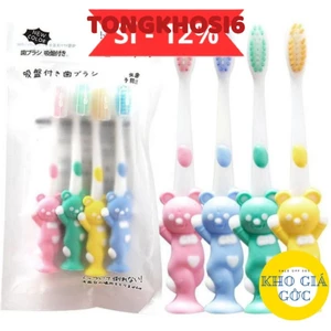 Set 4 Bàn Chải Xuất Nhật Cho Bé, Bàn Chải Đánh Răng Trẻ Em Hình Ngộ Nghĩnh (thỏ, gấu)