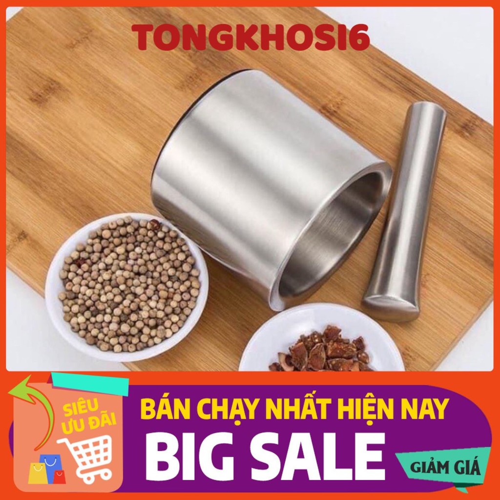 Bộ Cối Chày Inox 304 - Hàng Cao Cấp Không Vết Hàn - Bảo Hành Trọn Đời Không Han Gỉ Mẫu Mới -  3369