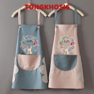 Tạp Dề Hoa Thỏ ( Hình Thỏ ) Kiêm Lun Chỗ Lau Tay Xịn Xò, Chống Nước, Tạp Dề Nhà Bếp Chống Thấm Bắn Bẩm Dầu Mỡ Cao Cấp