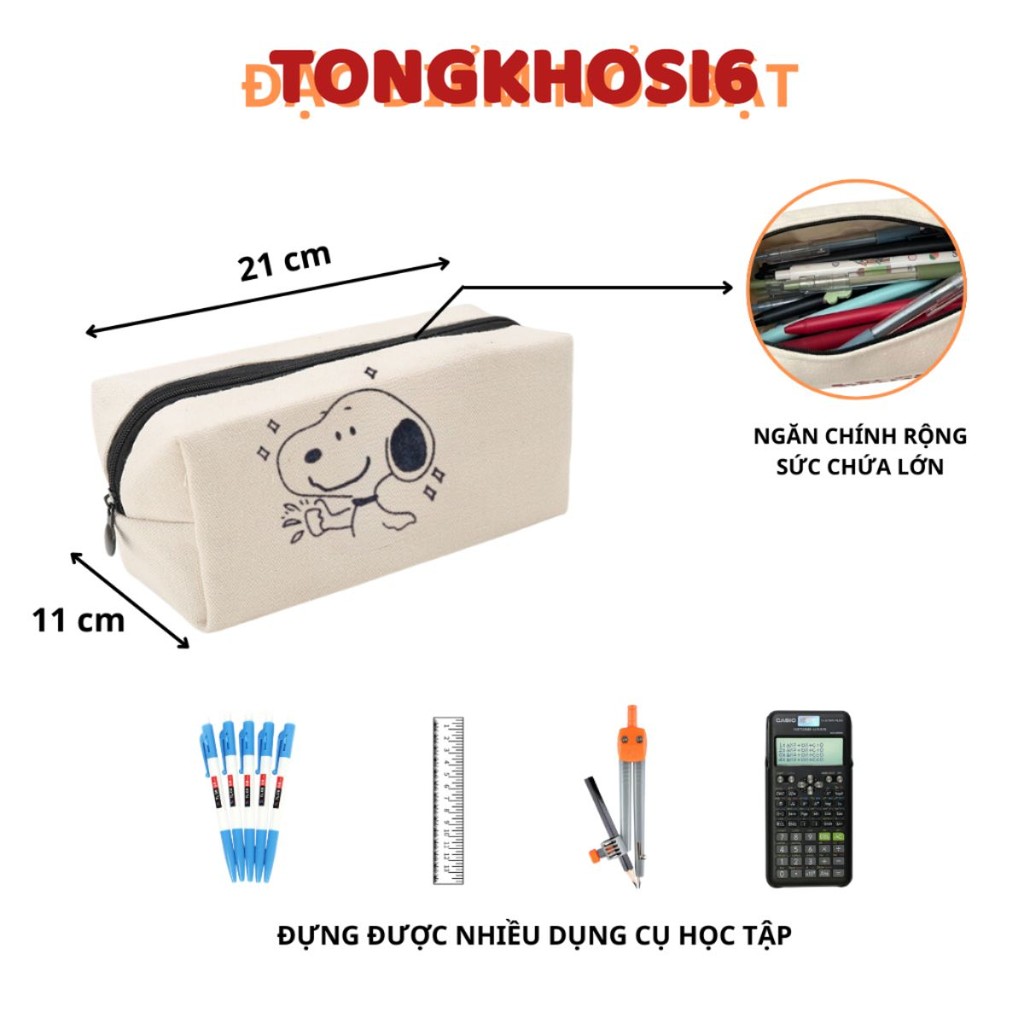 Hộp Đựng Bút Vải Canvas Cho Học Sinh Trẻ Em Đi Học In Hình Gấu Dâu Lotso Dễ Thương, Túi Đựng Bút Nhiều Công Dụng Cute 3