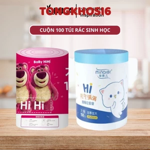 100 Túi Đựng Rác Gấu Dâu/Minaier Dây Rút Loại Siêu Dày, Dai, Chống Rò Rỉ, Túi Đựng Rác Có Dây Kéo Rút