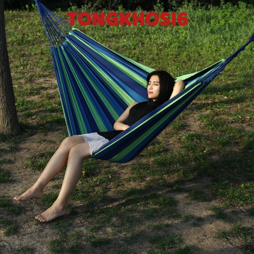 VÕNG DU LỊCH VẢI CANVAS 280X80CM,- Võng Khu Cắm Trại - Võng Dã Ngoại Camping (Kèm Túi, Dây)
