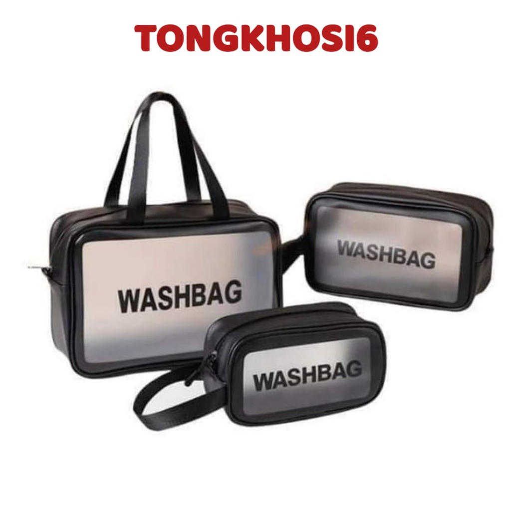 [WASHBAG] SET 3 Túi đựng mỹ phẩm du lịch WashBag trong suốt tiện ích, Túi Du Lịch Trong Suốt Chống Thấm MÃ: 965586
