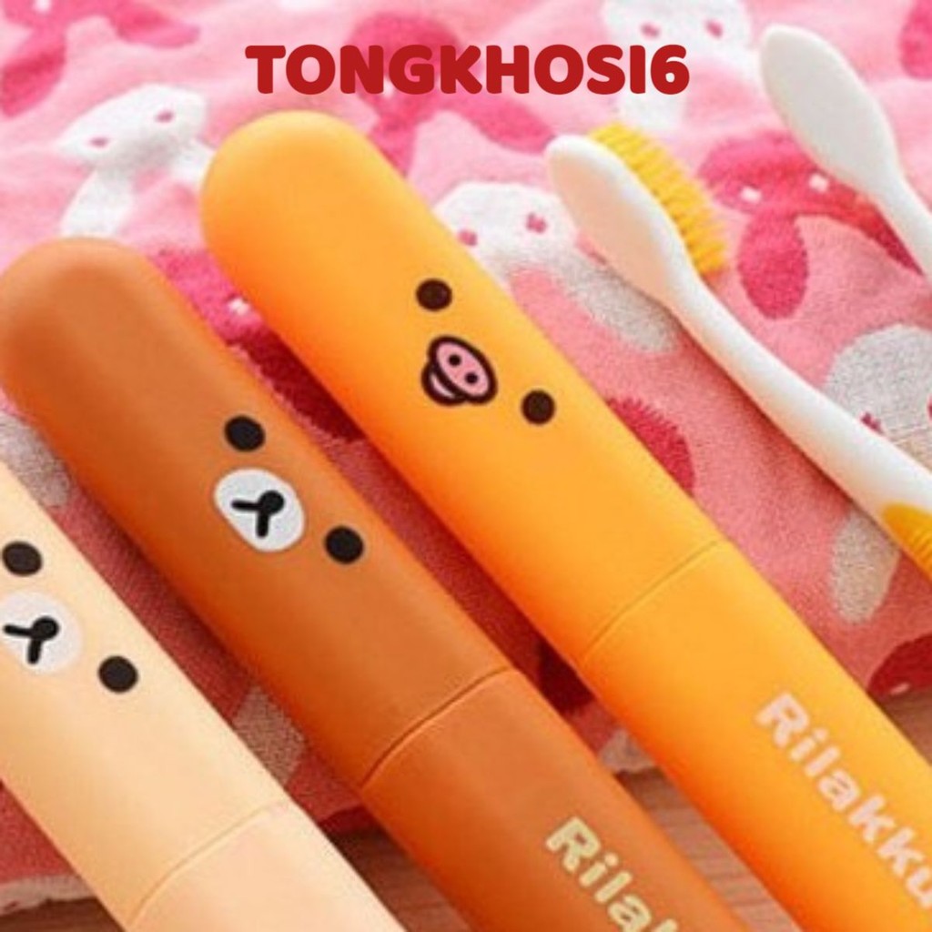 [COMBO 10]Hộp Đựng Bàn Chải Du Lịch - Hộp Đựng Bàn Chải Đánh Răng Gấu Rilakkuma Đáng yêu
